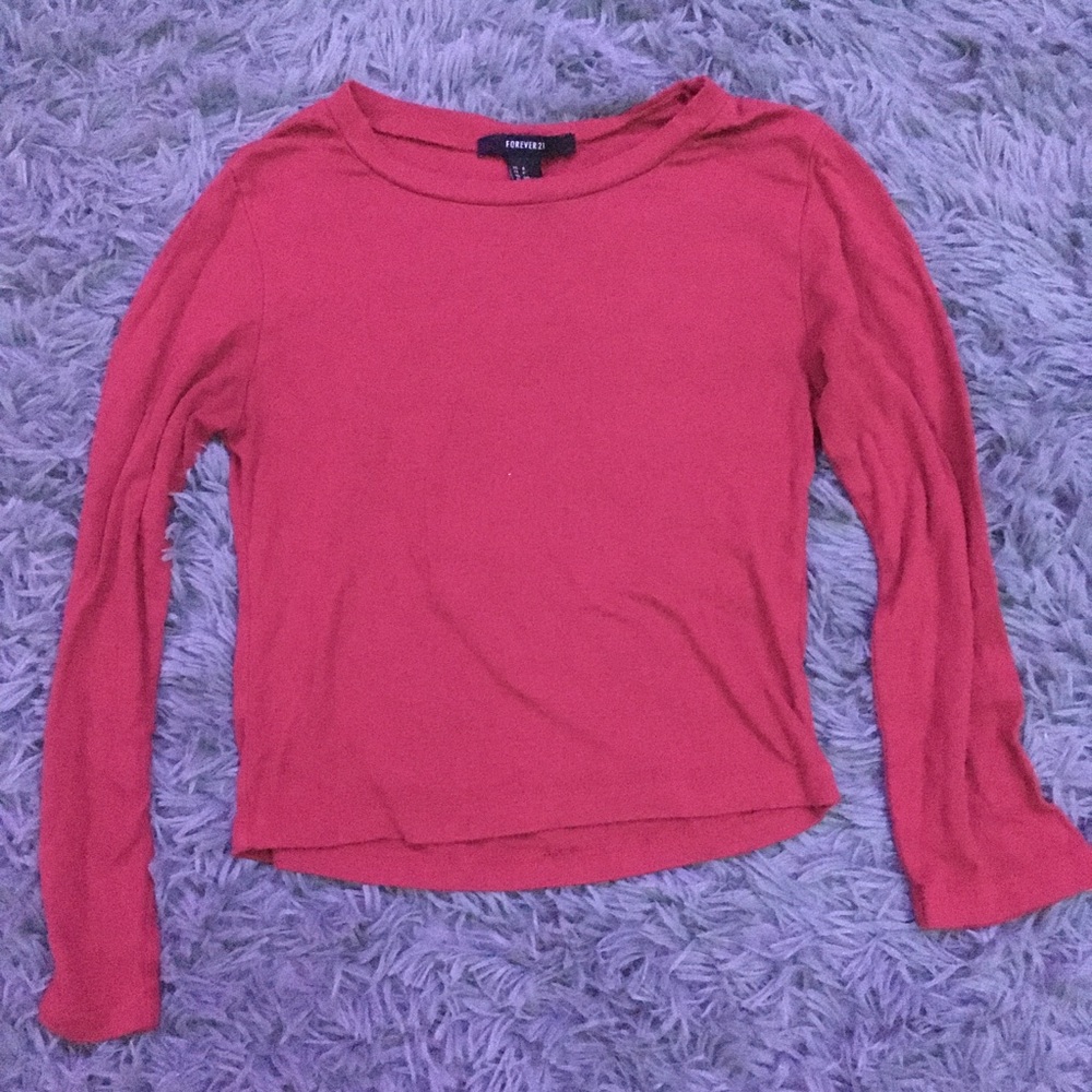 long sleeved maroon shirt